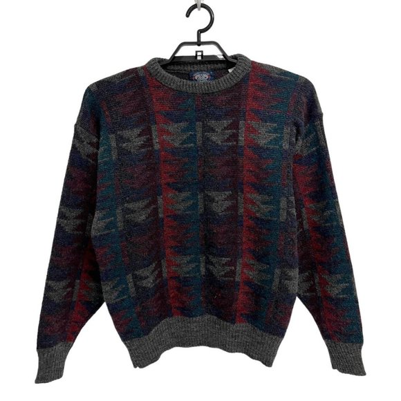 Knights Bridge Men's Long Sleeve Multicolor Wool Pullover Sweater Size L - Picture 1 of 12